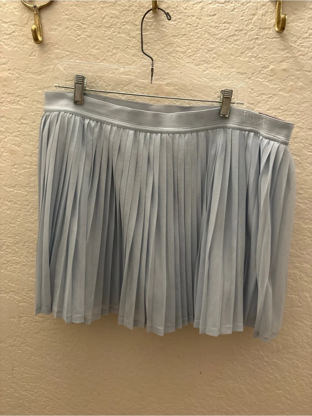 Light Blue Pleated Skater Skirt - Feminine Circle Silhouette